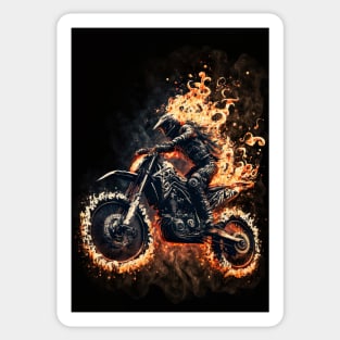 Dirt Bike With Flames Sticker